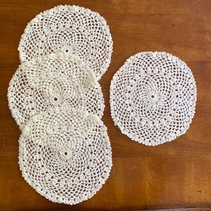 Vintage hand crochet doilies bundle of 4 doilies 8 inches round